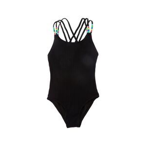 Beach Lingo Girls  Pony Bead One-Piece, Black